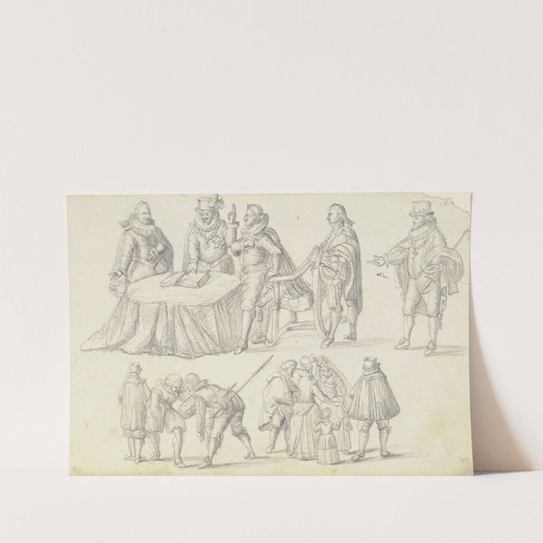 Figurenstudien mit drei Genreszenen by Johann Ludwig Ernst Morgenstern