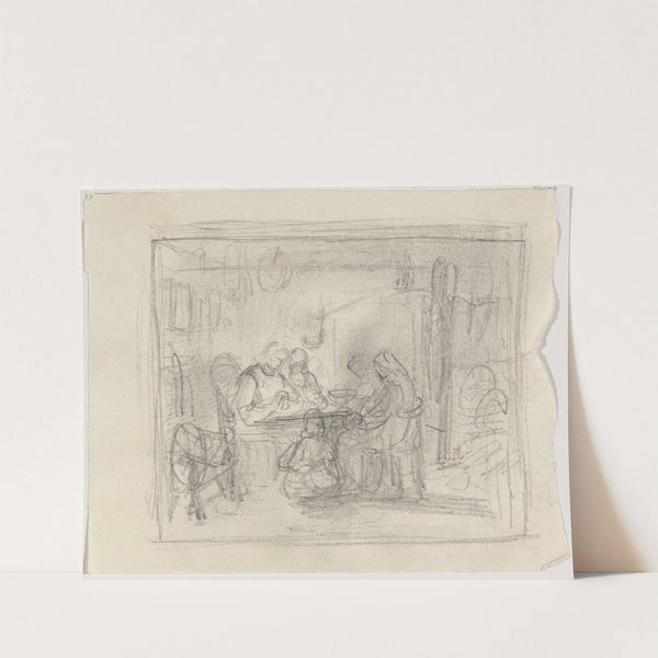 Figurer i bondeinteriør; matbønn by Adolph Tidemand