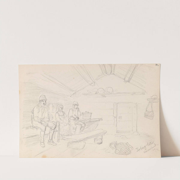 Figurer i interiør, Torrbergssätern (1852) by Adolph Tidemand