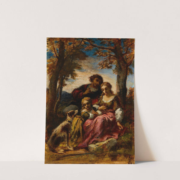 Figures and a Dog in a Landscape by Narcisse-Virgile Diaz de La Peña