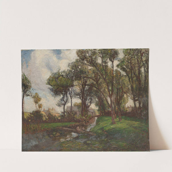 Figures bathing in a stream by Frank Hutton Shill