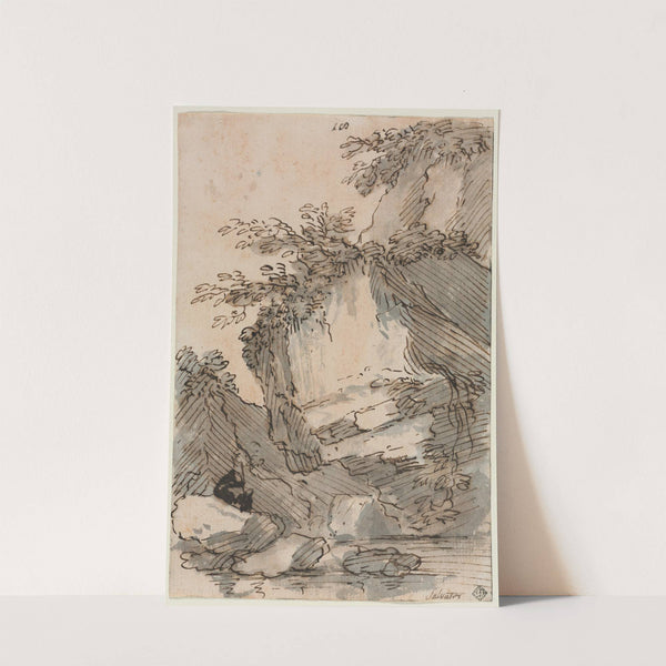 Figures by a Rocky Pool 1660-1673 by Salvator Rosa