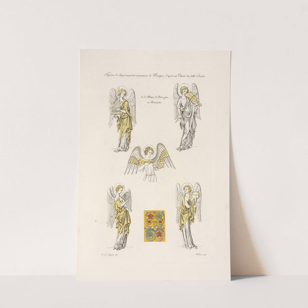 Figures d'anges tenant des instrumens de musique, d'après un vitrail du XIIIe. siècle. by Nicolas Xavier Willemin