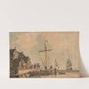 Figures embarking from a quay by Samuel Atkins