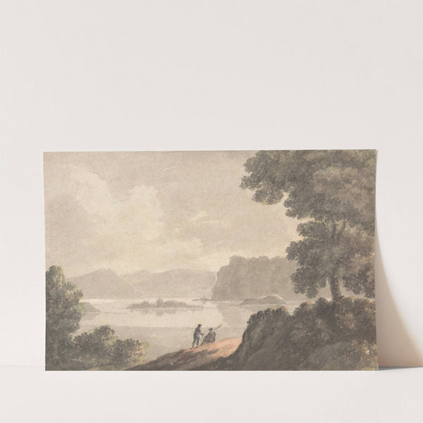 Figures in a Lakeside Romantic Landscape by Robert Adam