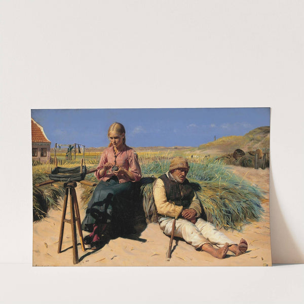 Figures in a landscape. Blind Kristian and Tine among the dunes (1880) by Michael Ancher