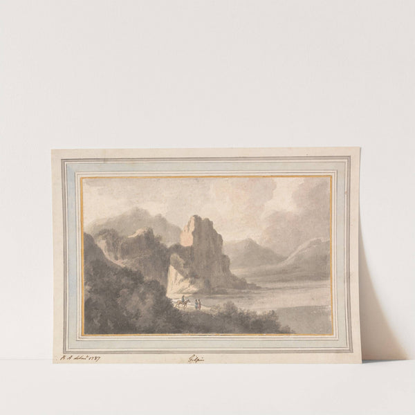 Figures in a Rocky Romantic Landscape by Robert Adam