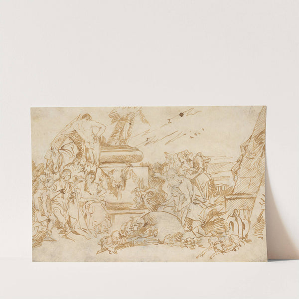 Figures in Antique Dress Grouped About a Pagan Tomb by Lorenzo Baldissera Tiepolo