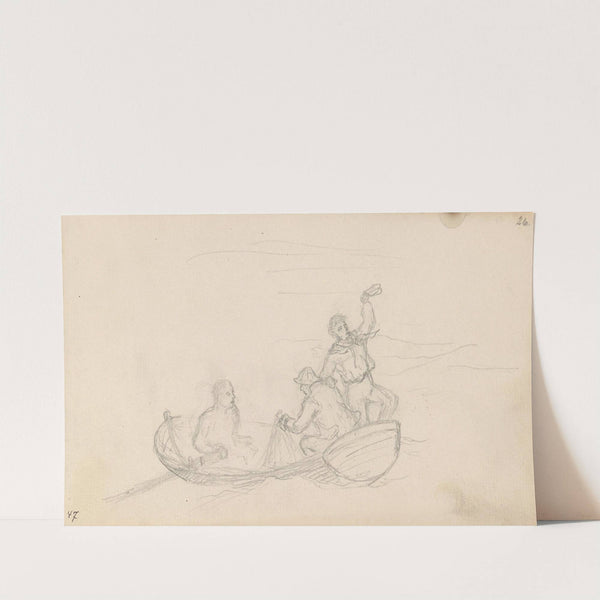 Figures in boat by Hans Gude