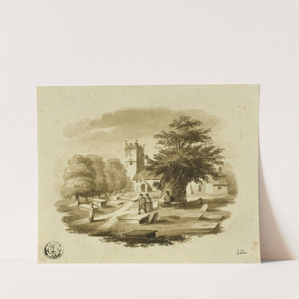 Figures in Cemetary Near Church by Charles Alfred Stothard