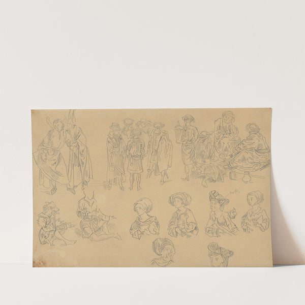 Figures in Medieval Costume (Tracings from the ‘Nuremberg Chronicle’) (ca. 1822–30) by Eugène Delacroix
