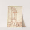 Figures in One of Michelangelo’s Niches on the Apse of St. Peter’s, Rome (ca. 1763) by Hubert Robert