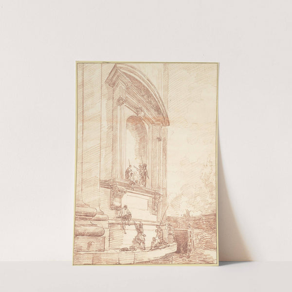 Figures in One of Michelangelo’s Niches on the Apse of St. Peter’s, Rome (ca. 1763) by Hubert Robert
