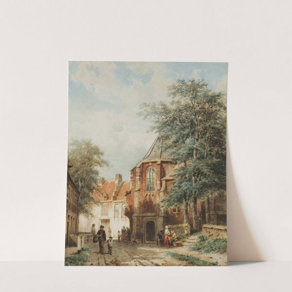 Figures In The Dorpsstraat, Asperen (1861) by Cornelis Springer