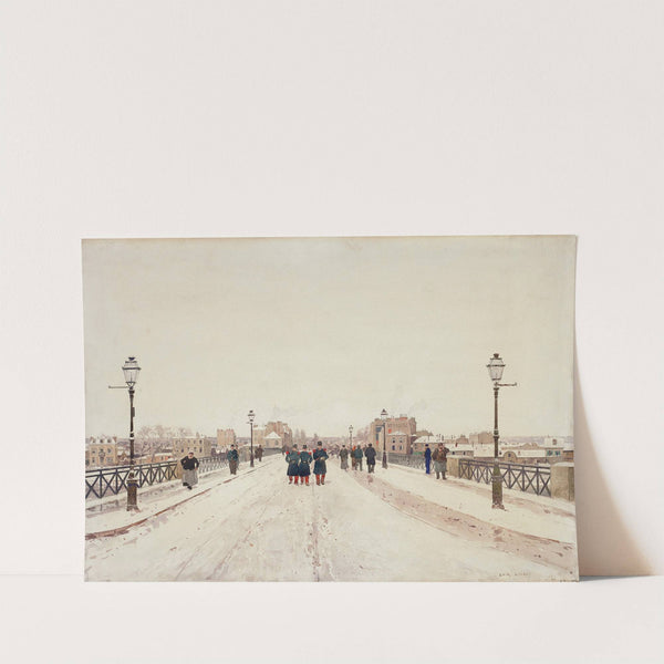 Figures On A Bridge In The Snow by Luigi Loir