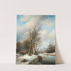 Figures on a frozen waterway, a castle beyond by Jan Jacob Coenraad Spohler