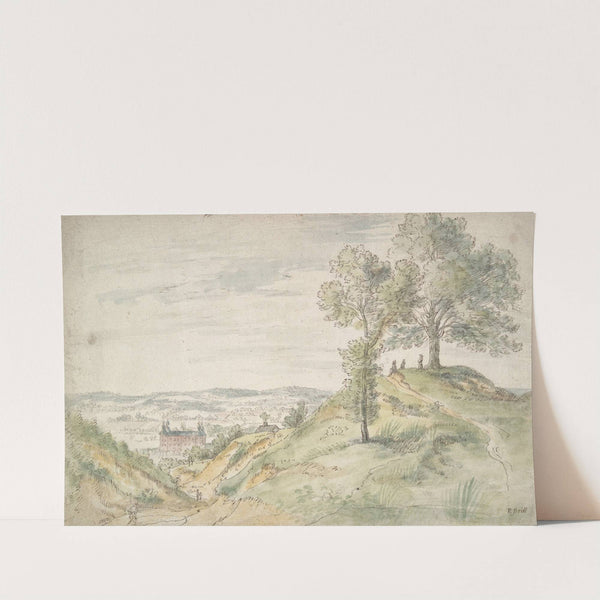 Figures on a Hill Viewing a Castle by Circle of Gillis Neyts