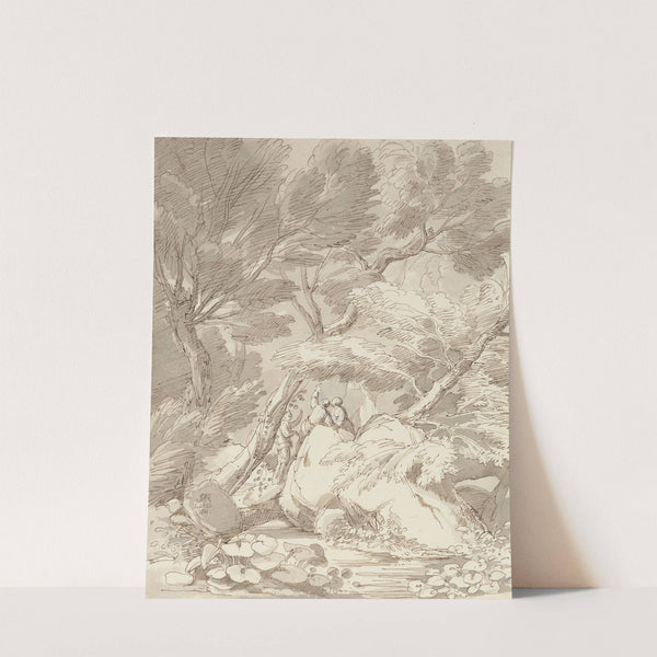 Figures on a Rocky River Bank at Canonteign, Devon by John White Abbott