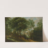 Figures On A Wooded Path, With A Building Behind by Adriaen van Stalbemt