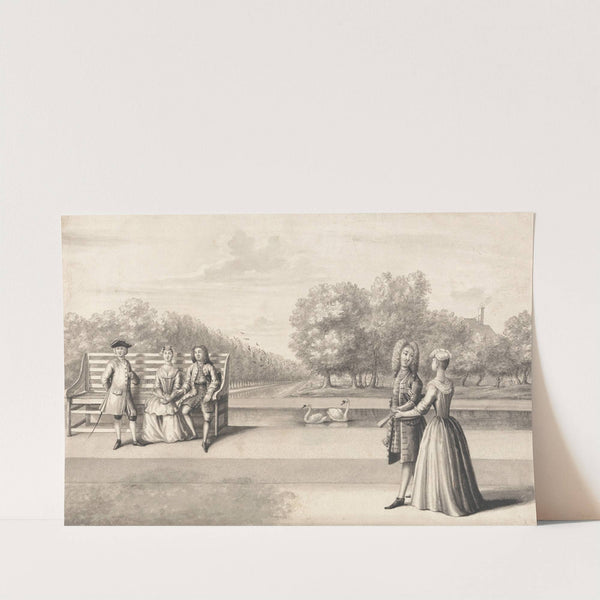 Figures on Bank of the Long Water, Hampton Court Palace by Bernard Lens III