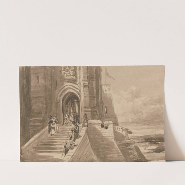 Figures on the Outer Staircase of a Castle (ca. 1840) by David Cox