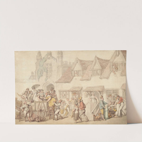 Figures outside a coaching inn by Thomas Rowlandson