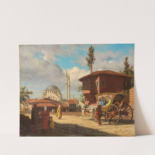 Figures outside the Eyüp Sultan Mosque, Istanbul by Louis-Emile Pinel De Grandchamp