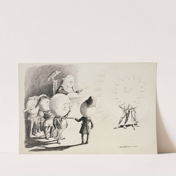 Figures representing the planets are in a court room. Earth is on trial, accused by the Sun. (1896) by William Henry Walker