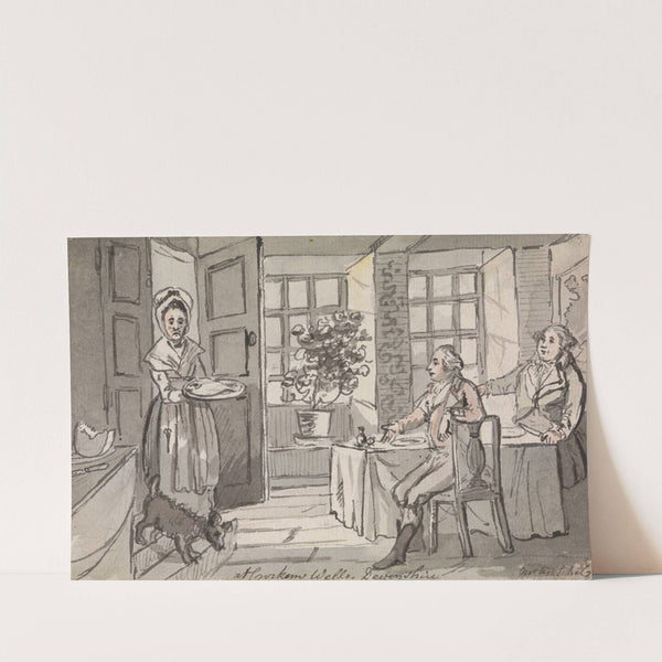 Figures Seated at a Table Being Served Food, Crockem Wells, Devonshire by John Nixon