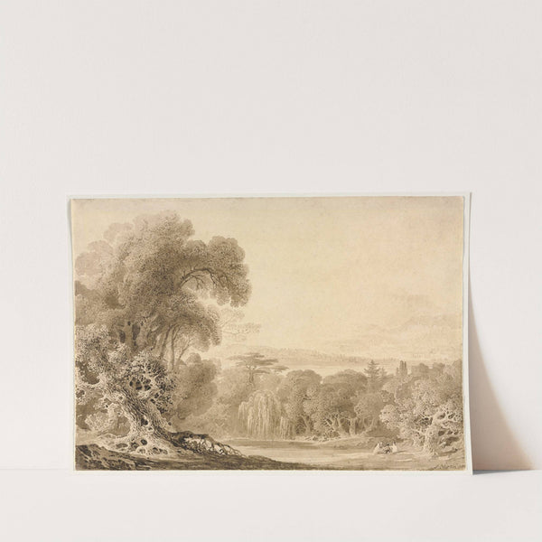 Figures Seated by a Lake in a Wooded Landscape (1820) by John Martin