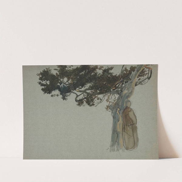 Figures standing beneath a tree by Edwin Austin Abbey