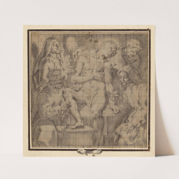 Figures Tending to the Wounded Saint Sebastian (1596) by Andrea Lilio