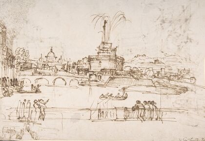 Figures Watching a Display of Fireworks at Castel Sant’Angelo, Rome