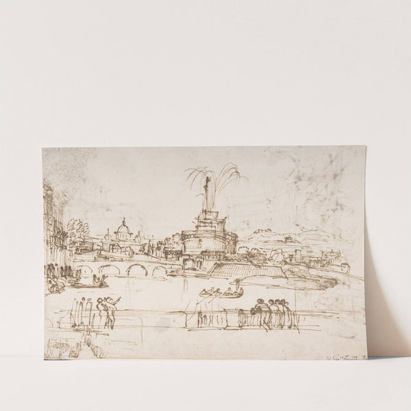 Figures Watching a Display of Fireworks at Castel Sant'Angelo, Rome by Giovanni Francesco Grimaldi