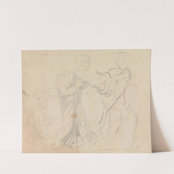 Figures with a Bull From Parthenon Frieze by William Pars