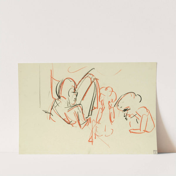 Figürliche Skizze (drei Personen) by Albert Müller