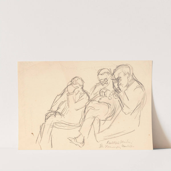 Figurskitse Tre siddende mænd- Fr Henningsen, Aarsleff og P Johansen by Viggo Johansen