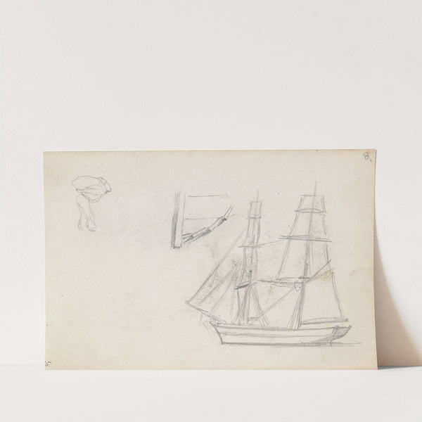 Figurstudie; skip by Hans Gude