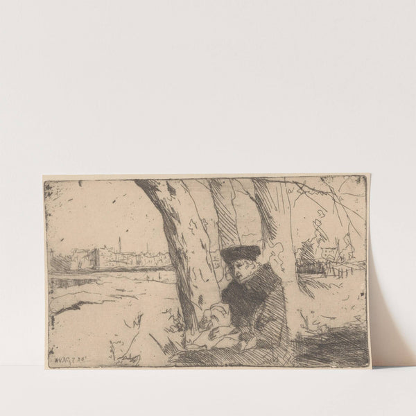 Figuur bij bomen (1888-1934) by Willem Adrianus Grondhout