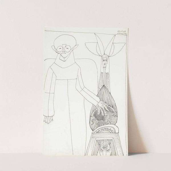 Figuur in een lange mantel met de linkerhand op een wereldbol by Samuel Jessurun de Mesquita