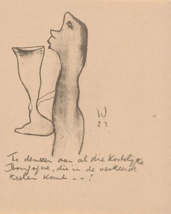 Figuur met groot wijnglas (1923)