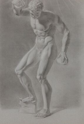 Figuurstudie van een staande man, van voren gezien
