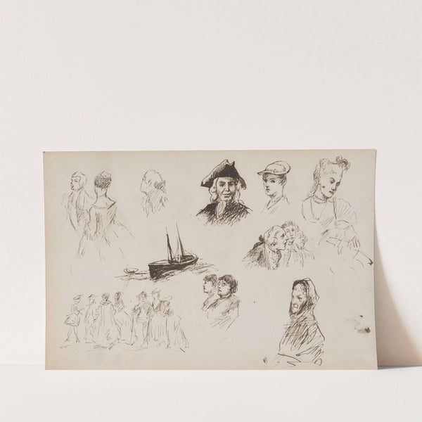 Figuurstudies en een zeilschip (1880) by Marius Bauer