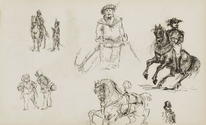 Figuurstudies, onder andere van een ruiter en matroos