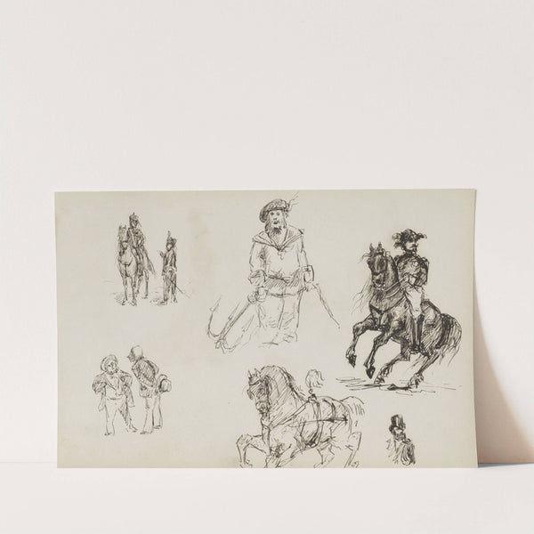 Figuurstudies, onder andere van een ruiter en matroos (1880) by Marius Bauer