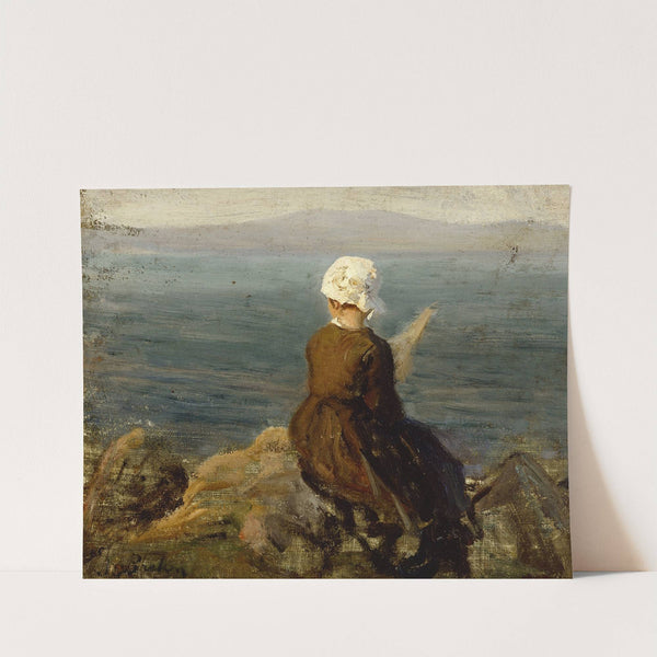 Fileuse sur les rochers à Douarnenez (1870) by Jules Breton