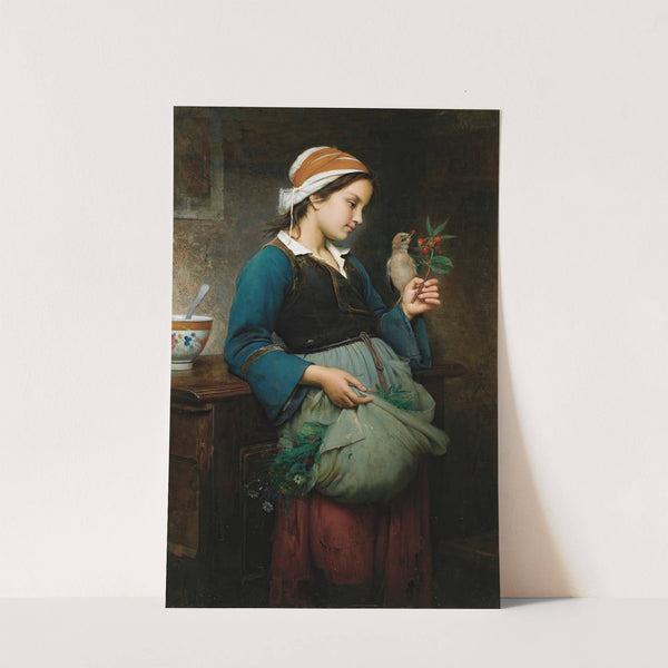 Fillette à l’oiseau (1872) by Emile-Auguste Hublin