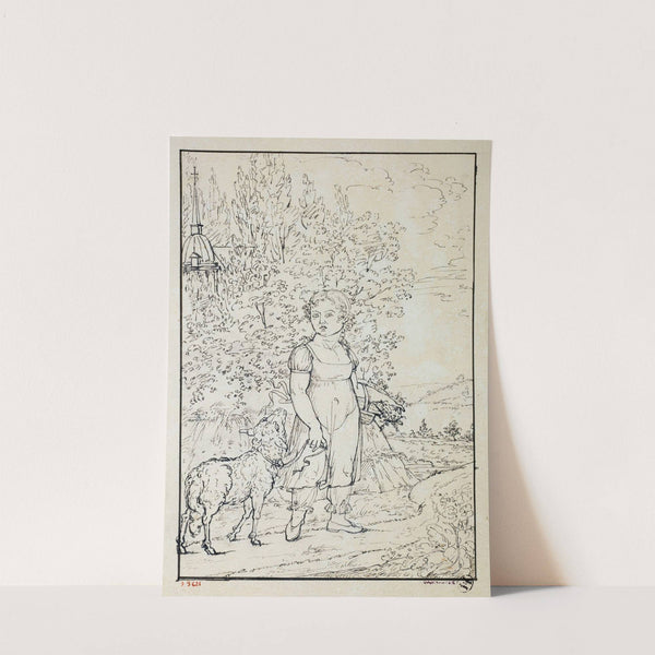 Fillette accompagnée d'un agneau by Guillaume Boichot