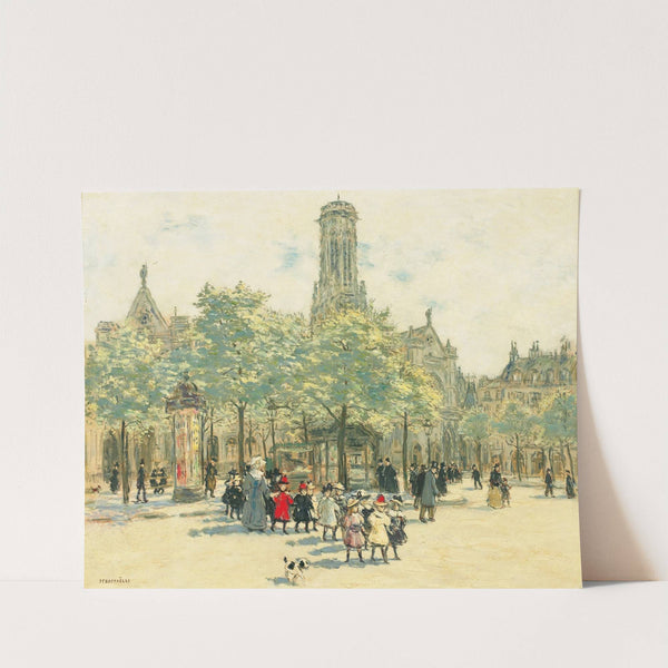 Fillettes se promenant sur la place du Louvre by Jean François Raffaëlli