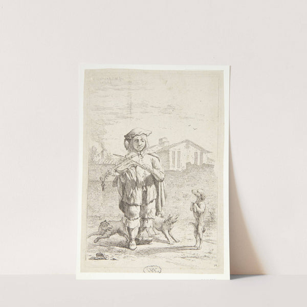 Fiolspiller med tre hunde Savoyarden by Karel Dujardin